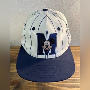 Vtg Mickey Mouse Disney Goofy's Hat Co Adjustable Snapback Cap Hat Pin Stripe